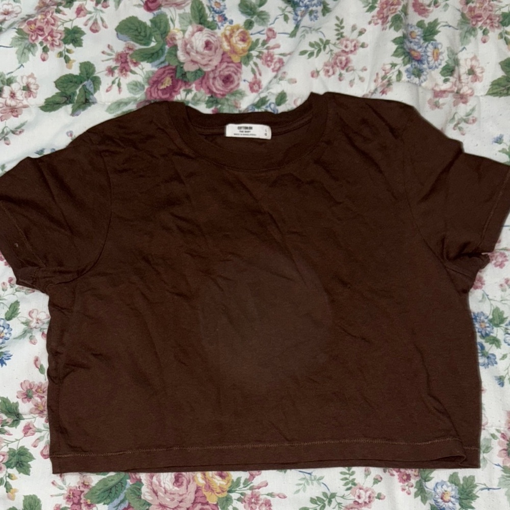 Cotton On Brown Boxy Crop T-Shirt